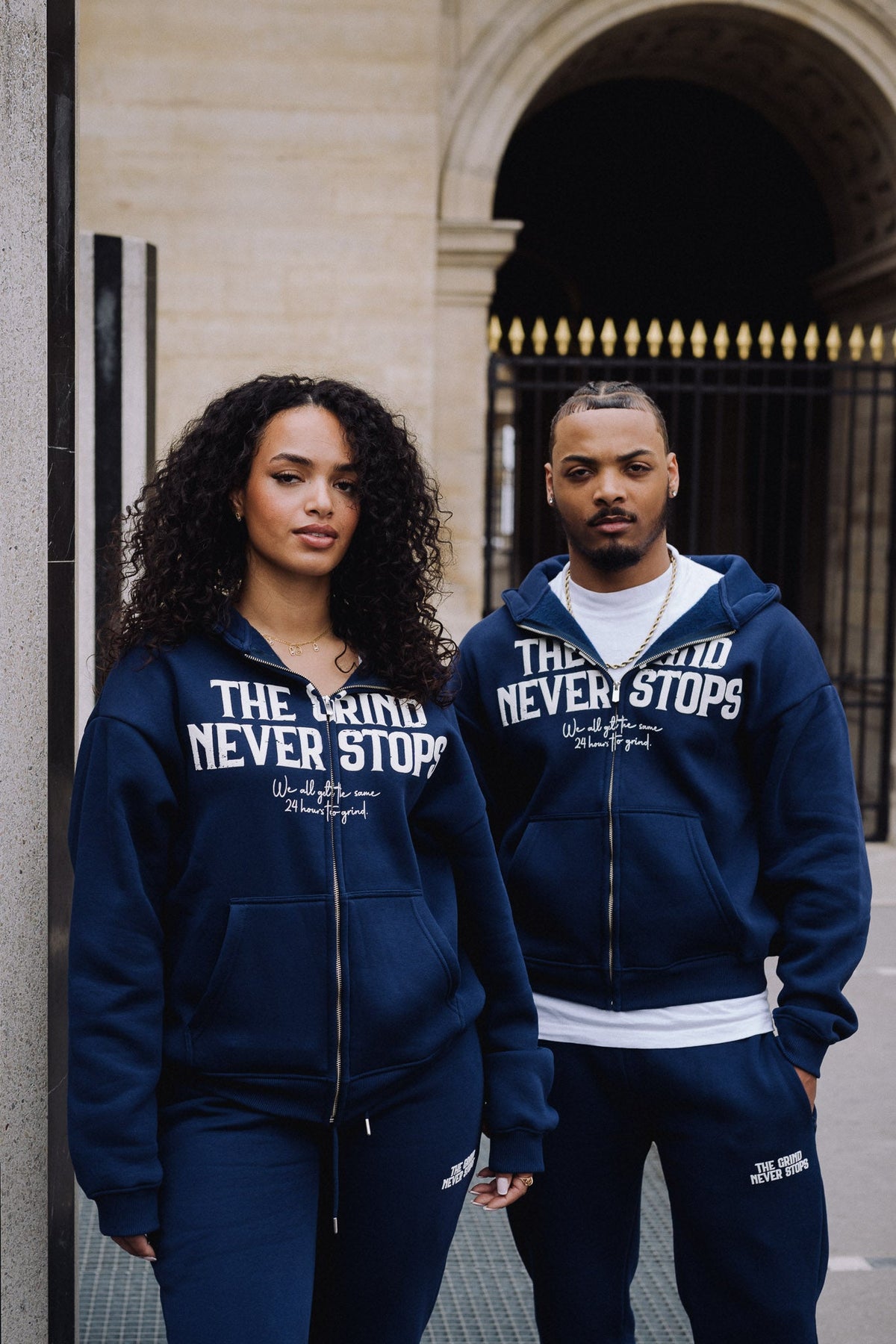 TGNS™ - ESSENTIAL ZIP - UP HOODIE NAVY BLUE - The Grind Never Stops