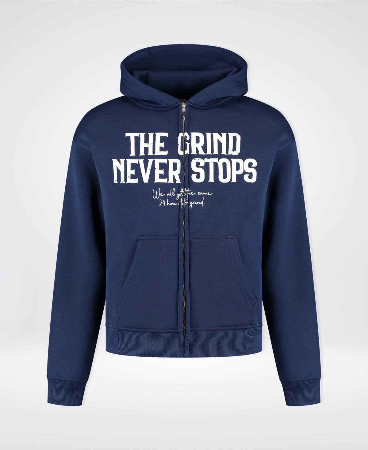 TGNS™ - ESSENTIAL ZIP - UP HOODIE NAVY BLUE - The Grind Never Stops
